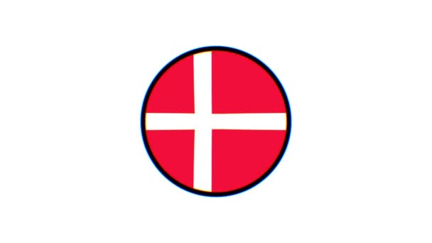 Dánská Vlajka Motion Graphics Dánsko Vlajka Efektem Rozmazání Bílém Pozadí — Stock video