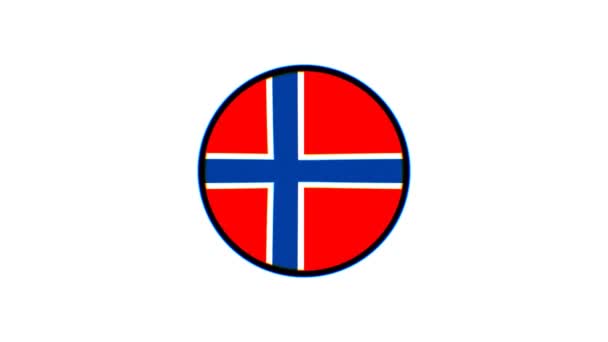 Норвежский Флаг Motion Graphics Флаг Норвегии Эффектом Размытия Белом Фоне — стоковое видео