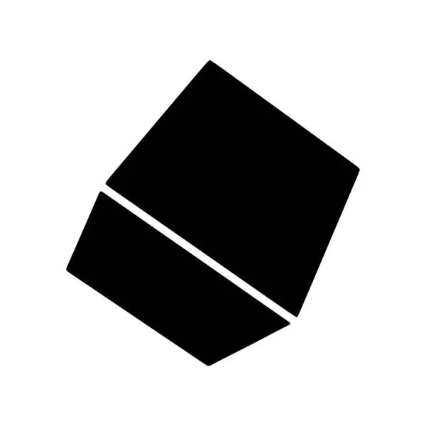 Cubo Icona Glyph Isolato Sfondo Bianco — Vettoriale Stock