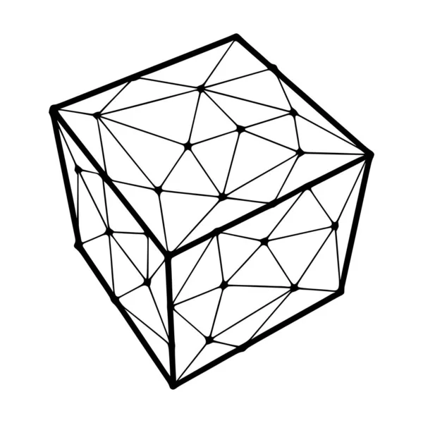 Cubo Icono Poligonal Aislado Sobre Fondo Blanco — Vector de stock