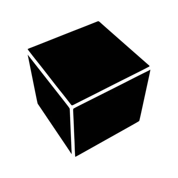 Cube Glyph Icoon Geïsoleerd Witte Achtergrond — Stockvector