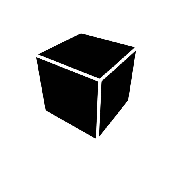 Icône Glyphe Cube Isolé Sur Fond Blanc — Image vectorielle