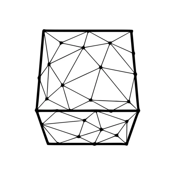 Icona Poligonale Cubo Isolata Sfondo Bianco — Vettoriale Stock