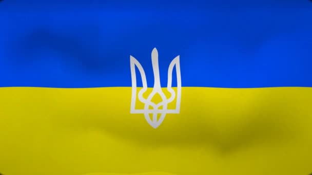 Animación Una Ondulada Bandera Ucraniana Con Tridente Gráficos Movimiento Nacionales — Vídeo de stock