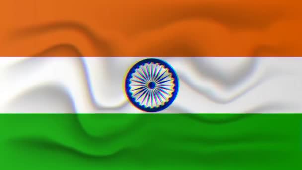 Animace Indické Vlajky Chybovém Stylu Národní Vlastenecká Nebo Symbolická Pohybová — Stock video