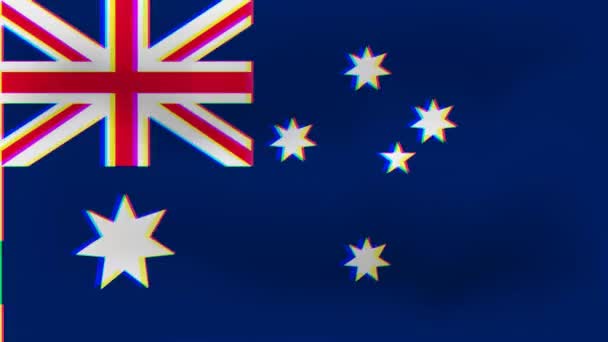 Arıza Tarzında Avustralya Bayrağının Animasyonu Ulusal Vatansever Veya Sembolik Hareket — Stok video