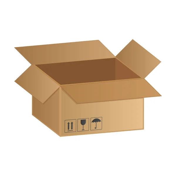 Cardboard Box Realistic Vector Illustration Isolated White Background — Stock Vector