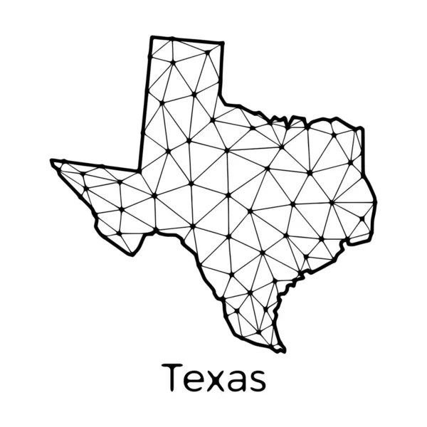 Mapa Estado Texas Ilustração Poligonal Feita Linhas Pontos Isolada Sobre —  Vetores de Stock