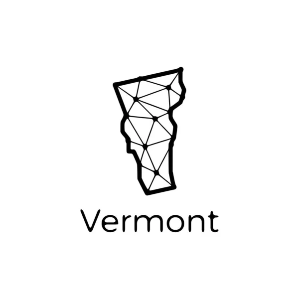 バーモント州の地図は 白い背景に単離された線と点で作られた多角形のイラストをマップします 米国の州の低ポリデザイン — ストックベクタ