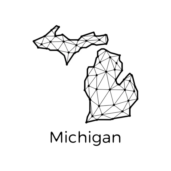 Míchigan Mapa Estatal Ilustración Poligonal Hecha Líneas Puntos Aislado Sobre — Archivo Imágenes Vectoriales