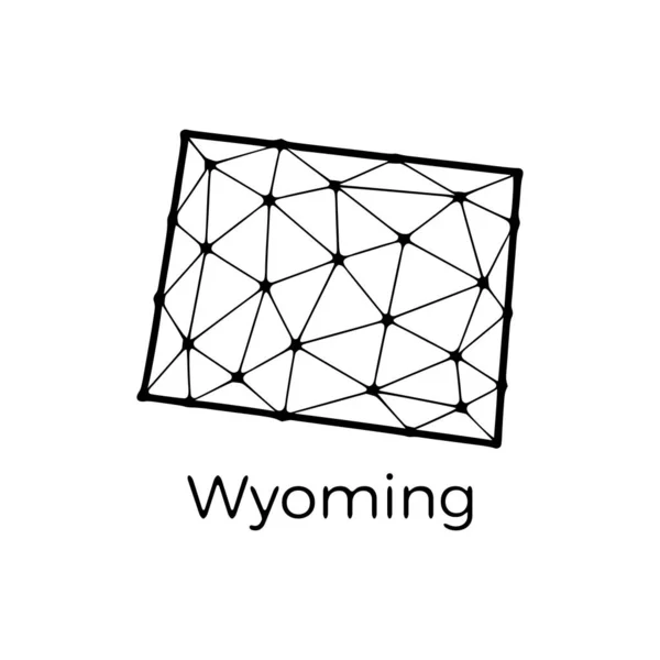 Wyoming Mapa Estatal Ilustración Poligonal Hecha Líneas Puntos Aislado Sobre — Archivo Imágenes Vectoriales