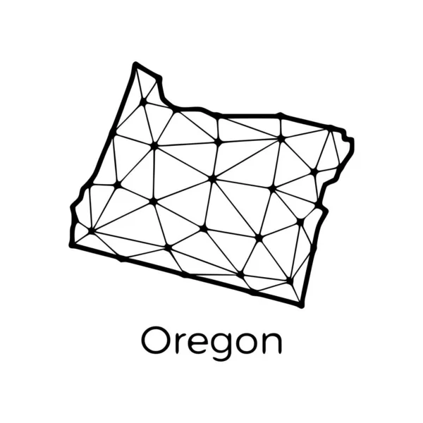 Oregon Statskarta Polygonal Illustration Linjer Och Prickar Isolerad Vit Bakgrund — Stock vektor