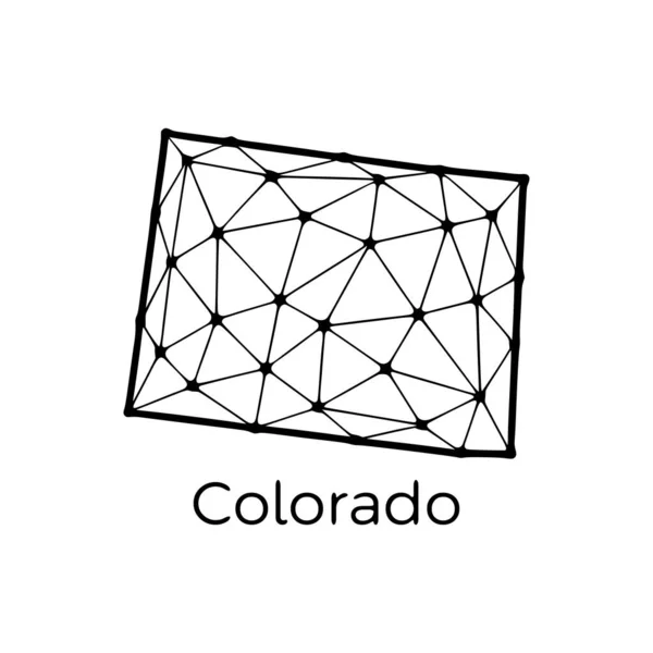 Colorado Statskarta Polygonal Illustration Linjer Och Prickar Isolerad Vit Bakgrund — Stock vektor