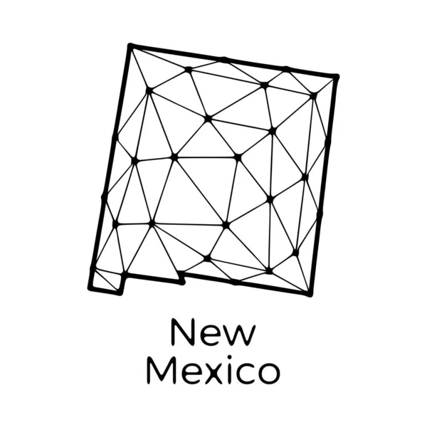 New Mexico State Map Polygonal Illustration Linjer Och Prickar Isolerade — Stock vektor
