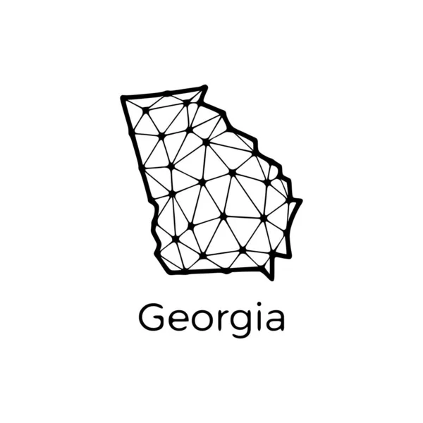 Georgia State Map Polygonal Illustration Made Lines Dots Isolated White — Stock Vector