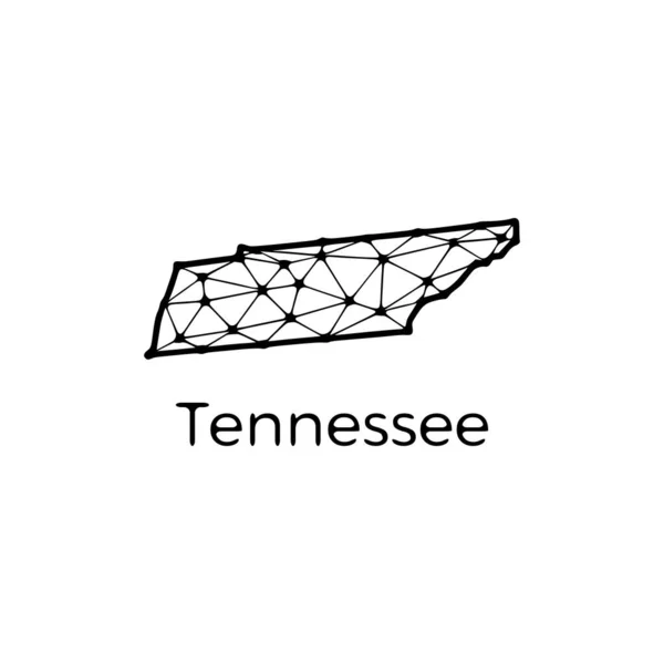 Tennessee Statskarta Polygonal Illustration Linjer Och Prickar Isolerad Vit Bakgrund — Stock vektor