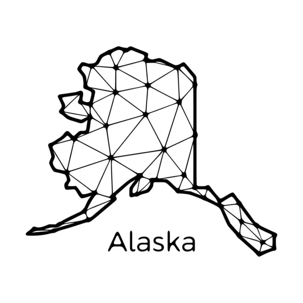 アラスカ州の地図は 白い背景に隔離された線と点で作られた多角形のイラストです 米国の州の低ポリデザイン — ストックベクタ