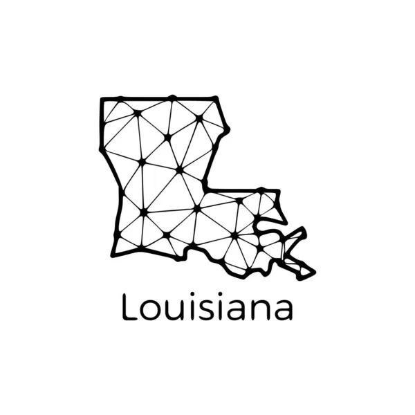 Mapa Estado Louisiana Ilustração Poligonal Feita Linhas Pontos Isolada Sobre —  Vetores de Stock