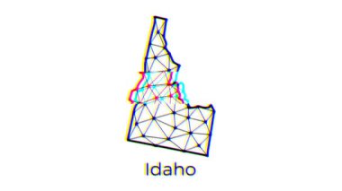 Idaho eyaleti harita animasyonu çokgen tarzda arıza efektli, 4k çözünürlüklü video, ABD devletleri hareket grafikleri