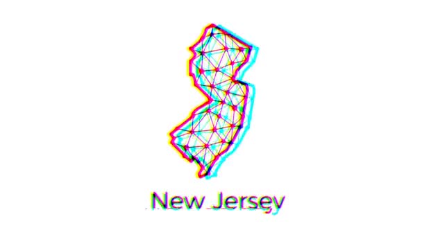 Animation Der Karte Des Bundesstaates New Jersey Polygonalen Stil Mit — Stockvideo
