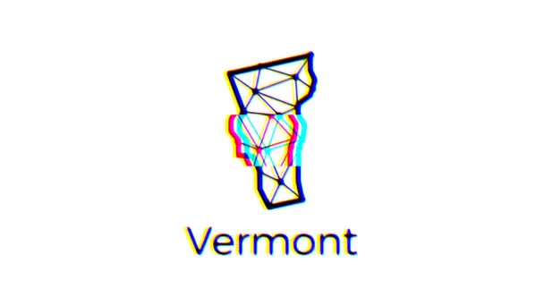 Vermont State Map Animation Polygonal Style Glitch Effect Resolution Video — Stock Video