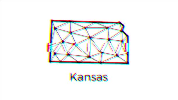 Kansas State Map Animation Polygonal Style Glitch Effect Resolution Video — Αρχείο Βίντεο