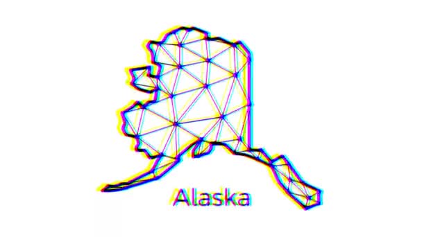 アラスカ州の地図アニメーション グリッチ効果 4K解像度ビデオ 米国の州の動きグラフィック — ストック動画