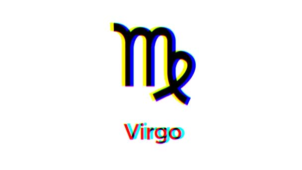 处女座黄道带标志 在白色背景上有闪光效果 占星学符号运动图形 — 图库视频影像