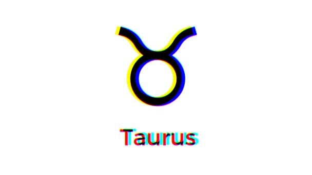 Znak Zodiaku Taurus Uszkodzeniem Białym Tle Astrologiczna Grafika Ruchu Symbolu — Wideo stockowe