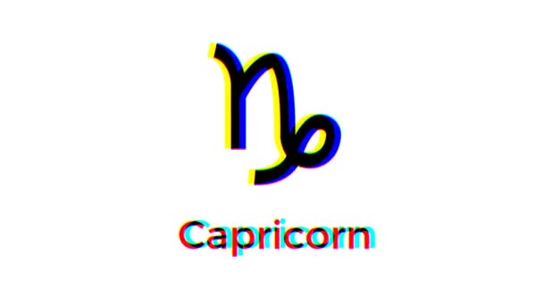 摩羯座黄道带标志 在白色背景上有闪光效果 占星学符号运动图形 — 图库视频影像
