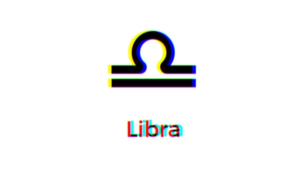 天秤座黄道带标志 在白色背景上有闪光效果 占星学符号运动图形 — 图库视频影像
