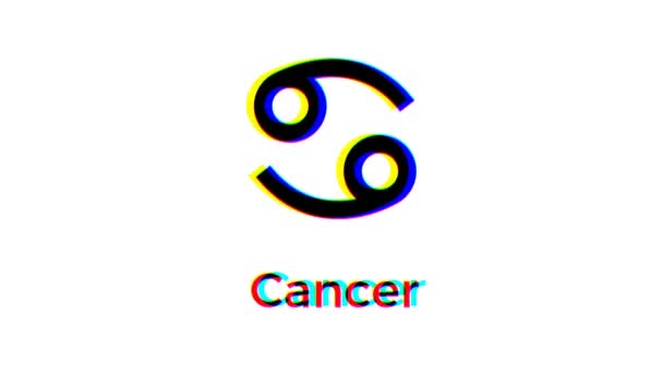 Rakovina Znamení Zvěrokruhu Poruchovým Účinkem Bílém Pozadí Astrologický Symbol Pohybové — Stock video