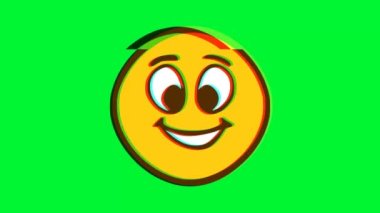 Arızalı dili gösteren mutlu bir yüz. Çizgi film yüz animasyonu, Emoji hareket grafikleri