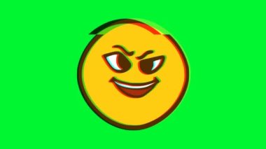 Arıza efektli sinsi yüz ifadesi. Çizgi film yüz animasyonu, Emoji hareket grafikleri