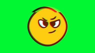 Arıza efektli sinsi ifade. Çizgi film yüz animasyonu, Emoji hareket grafikleri