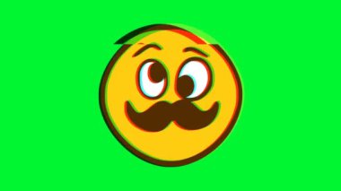 Bıyıklı ve aptal ifadeli. Çizgi film yüz animasyonu, Emoji hareket grafikleri