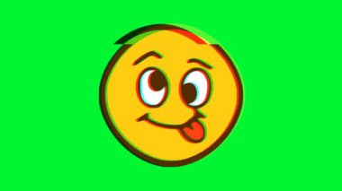 Dilini kusurlu bir şekilde gösteren komik bir yüz. Çizgi film yüz animasyonu, Emoji hareket grafikleri