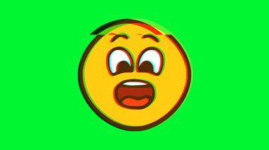 Arıza efektli korkmuş yüz ifadesi. Çizgi film yüz animasyonu, Emoji hareket grafikleri