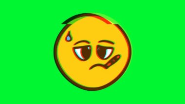 Arıza efektli termometre ile hasta yüz ifadeleri. Çizgi film yüz animasyonu, Emoji hareket grafikleri