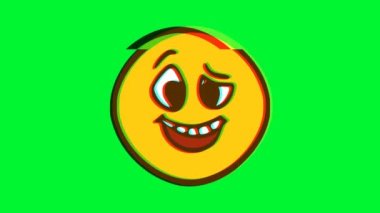 Arıza efektli mutlu yüz ifadesi. Çizgi film yüz animasyonu, Emoji hareket grafikleri