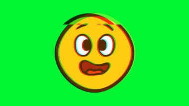 Arıza efektli korkmuş yüz ifadesi. Çizgi film yüz animasyonu, Emoji hareket grafikleri