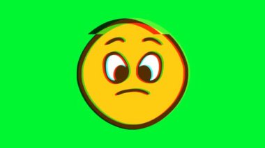 Arıza efektli üzgün surat ifadesi. Çizgi film yüz animasyonu, Emoji hareket grafikleri