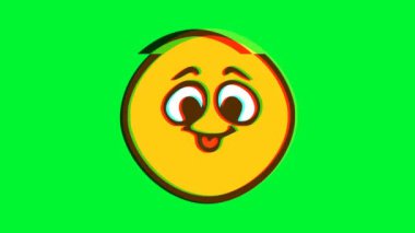 Dilini kusurlu bir şekilde gösteren komik bir yüz. Çizgi film yüz animasyonu, Emoji hareket grafikleri