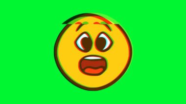 Arıza efektli korkmuş yüz ifadesi. Çizgi film yüz animasyonu, Emoji hareket grafikleri