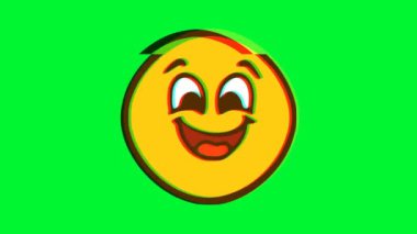 Arıza efektli mutlu komik yüz ifadesi. Çizgi film yüz animasyonu, Emoji hareket grafikleri