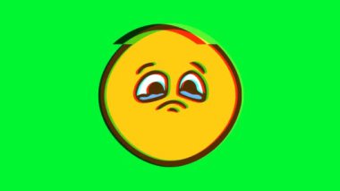 Arıza efektli hüzünlü bir ifade. Çizgi film yüz animasyonu, Emoji hareket grafikleri