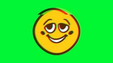 Arıza efektli sevimli gülen yüz ifadesi. Çizgi film yüz animasyonu, Emoji hareket grafikleri