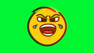 Arıza efektli ağlayan surat ifadesi. Çizgi film yüz animasyonu, Emoji hareket grafikleri