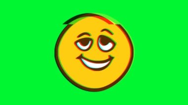 Arızalı dili gösteren mutlu bir yüz. Çizgi film yüz animasyonu, Emoji hareket grafikleri