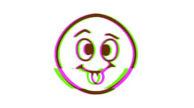 Dilinin arıza yaptığını gösteren sevimli bir ifade. Çizgi film yüz animasyonu, Emoji hareket grafikleri